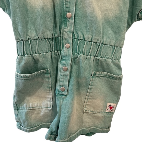 Lili Sodonio Chowan Distressed Cuff Sleeve Front Button Romper Sz S Pre-Own EUC - Picture 2 of 7